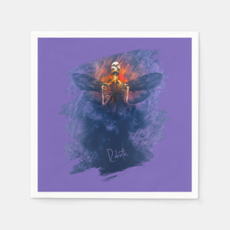 Serviette En Papier Renaissance. Squelette avec ailes se levant
