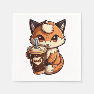 Serviette En Papier Renard avec une tasse