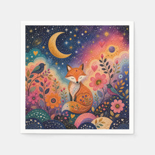 Serviette En Papier Renard dans le jardin étoilé