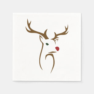 Serviette En Papier Renard de Noël avec nez rouge