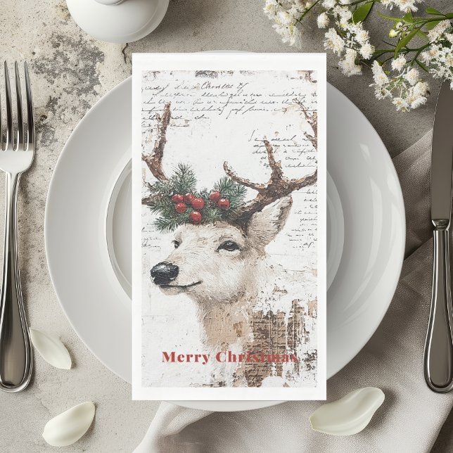 Serviette En Papier Renard de Noël rustique (Créateur téléchargé)