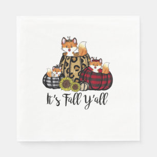 Serviette En Papier Renard drôle C'est automne Y'all Thanksgiving Anim