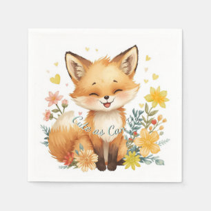 Serviette En Papier Renard Jaune Coeurs Neutres Anniversaire en Bois