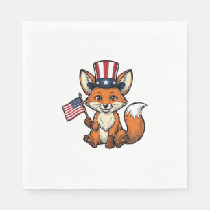 Serviette En Papier Renard Patriotique Design de Chemise avec Gravure 