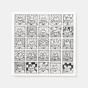 Serviette En Papier Renards de dessin animé visages carrés dessin