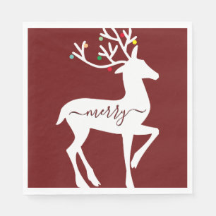 Serviette En Papier Renne de Noël Joyeux Bourgogne