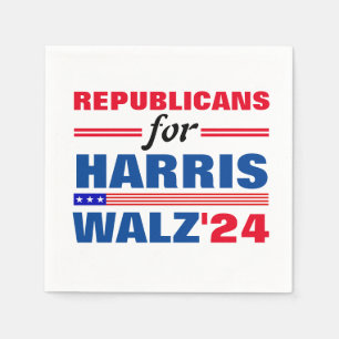 Serviette En Papier Républicains pour Harris Walz Red Blue