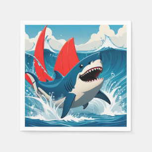 Serviette En Papier Requin dans l'océan