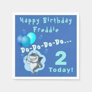 Serviette En Papier Requin mignon Ballons Bleus Anniversaire