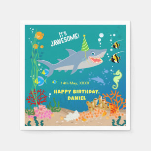 Serviette En Papier Requin souriant sous la mer garçon Fête d'annivers