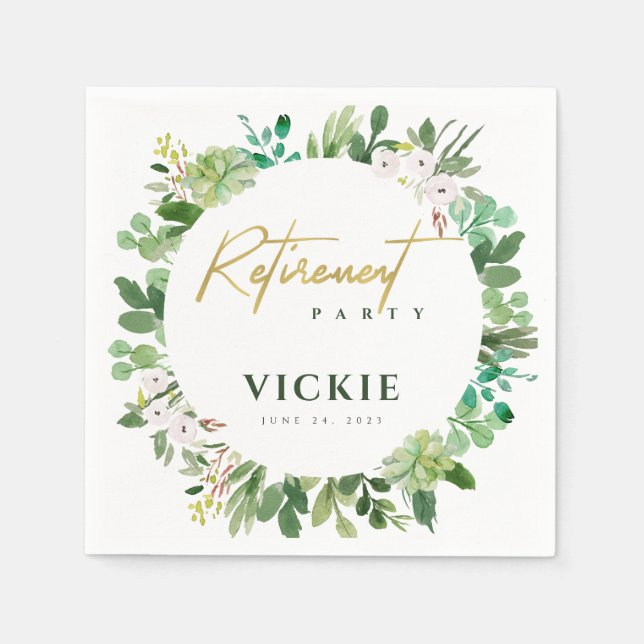 Serviette En Papier Résiliation de l'aquarelle succulente du feuillage (Devant)