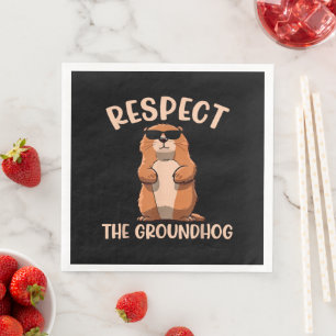 Serviette En Papier Respecter la marmotte - Jour de la marmotte Woodch