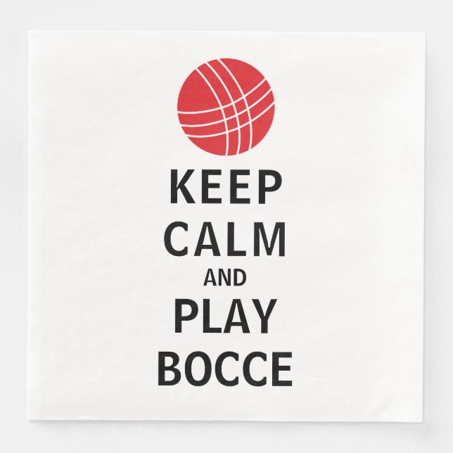 Serviette En Papier Restez calme et jouez à Bocce (Devant)