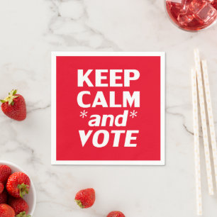 Serviette En Papier Restez calme et votez typographie moderne rouge et