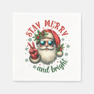 Serviette En Papier Restez joyeux et lumineux Santa cool