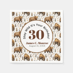 Serviette En Papier Restez sauvage ours bois journee d'anniversaire