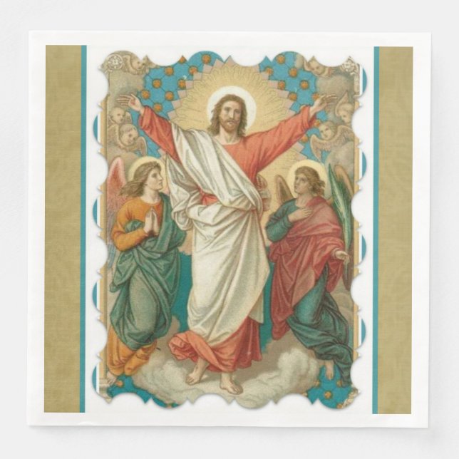 Serviette En Papier Résurrection de Pâques Pascha Religieux Jésus Ange (Devant)