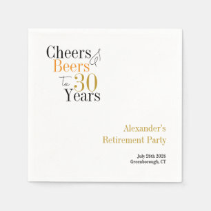 Serviette En Papier Retraite 30 ans Salutations et bières minimaux