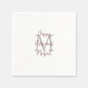 Serviette En Papier Retraite Blanc Grey Bourgogne Nom Monogramme