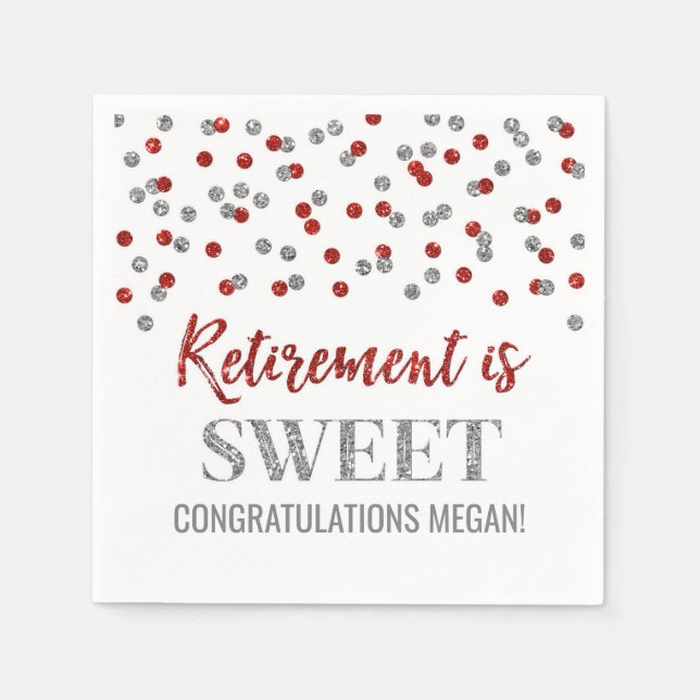 Serviette En Papier Retraite Confetti Argent Rouge est doux (Devant)
