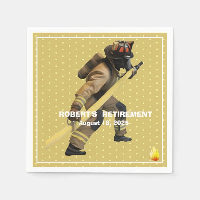 Serviette En Papier Retraite des pompiers d'or (Devant)
