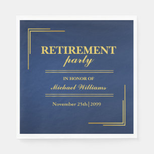 Serviette En Papier Retraite Entreprise Élégant Bleu Or