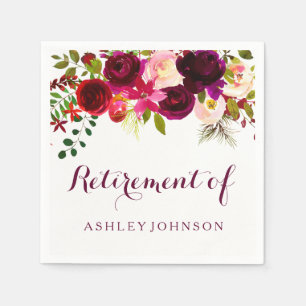 Serviette En Papier Retraite florale rouge PartyBurgundy de Bourgogne