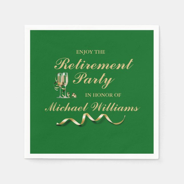 Serviette En Papier Retraite Formelle Classique Champagne Verre Vert (Devant)