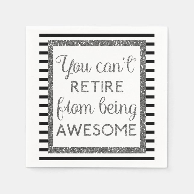 Serviette En Papier Retraite noir et argent (Devant)