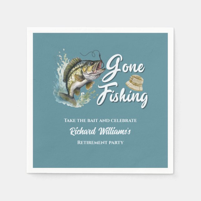 Serviette En Papier Retraite Pêche Gros Poisson Pêcheur Retraité (Devant)