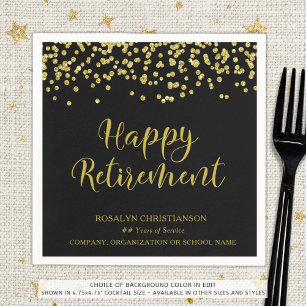 Serviette En Papier RETRAITE Script manuscrit Gold Nom Confetti