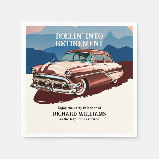 Serviette En Papier Retraite Voyage Retro classique thème de voiture (Devant)