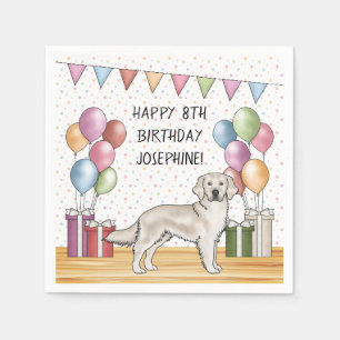 Serviette En Papier Retriever du Golden Cream Anglais Anniversaire Col