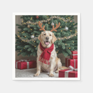 Serviette En Papier Retriever Labrador de Noël avec Antlers