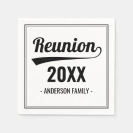 Serviette En Papier Retro année personnalisée Réunion en famille noire