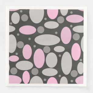 Serviette En Papier rétro, années 60, pois, gris et rose