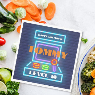 Serviette En Papier Retro Arcade Jeu Anniversaire