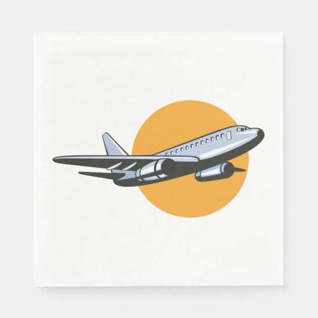 Serviette En Papier Retro Avion Vintage Jet Voyage Design (Devant)