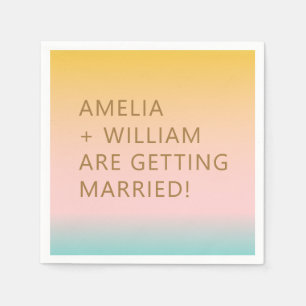 Serviette En Papier Retro Beach Pastels Gradient Unique Mariage lumine