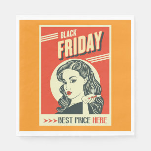 Serviette En Papier Rétro Black Friday Pop Art Pin-Up Girl