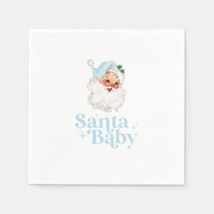 Serviette En Papier Retro Bleu Santa Baby fête prénatale de Noël