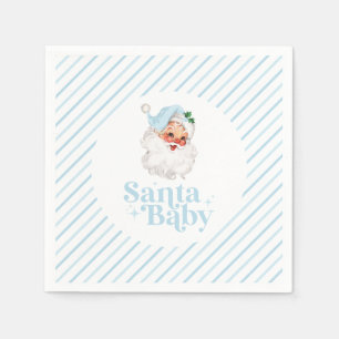 Serviette En Papier Retro Bleu Santa Baby fête prénatale de Noël