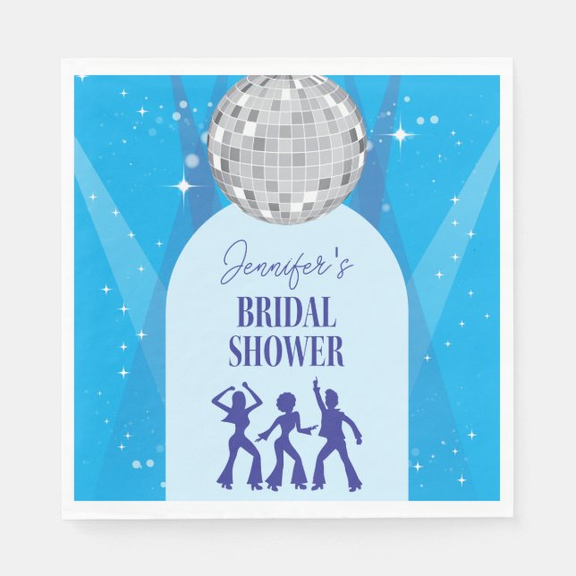 Serviette En Papier Retro Blue 70s Disco Dancing Queen Bridal Shower (Devant)