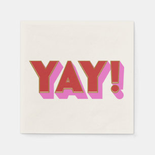 Serviette En Papier Retro Bold Red Pink YAY Félicitations Party