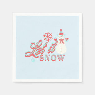Serviette En Papier Retro Bonhomme de Neige Laissez Tomber la Neige No