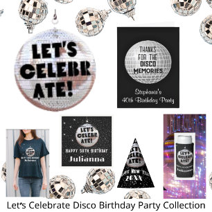 Serviette En Papier Retro Célébrons Anniversaire Disco Ball Noir