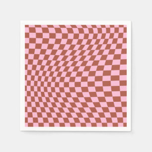 Serviette En Papier Retro Check Motif Rose et tableau de bord Brown