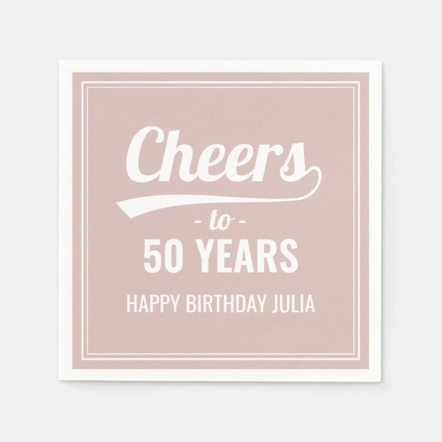 Serviette En Papier Retro Cheers à 50 Ans 50e Anniversaire rose (Devant)