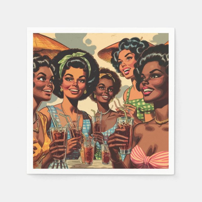 Serviette En Papier Retro Cocktail Party Girls (Devant)