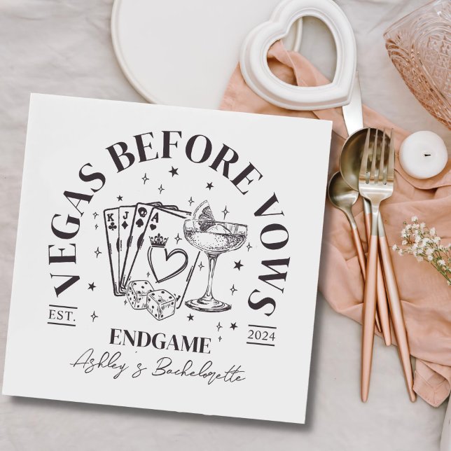 Serviette En Papier Retro Cocktails Black Bachelorette Party (Créateur téléchargé)